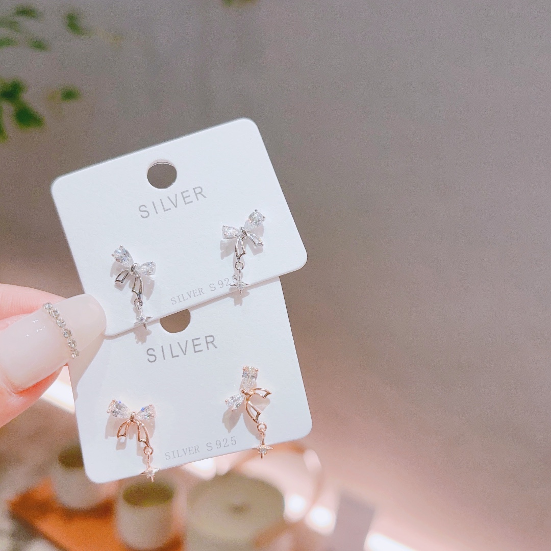 Low Allergy Silver Earrings Light Luxury Valentine's Day Gold