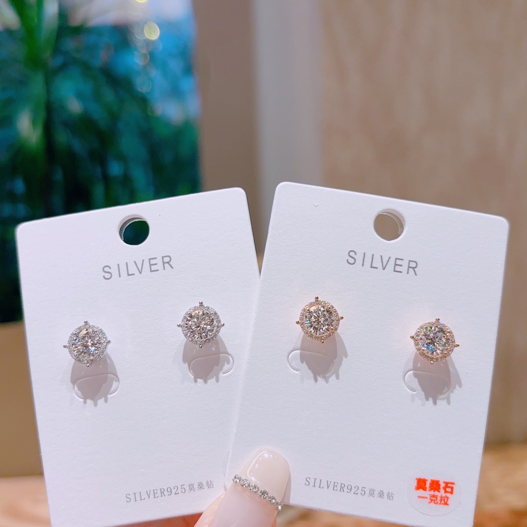 925 Silver Moissanite Studs Dainty Date Night Silver