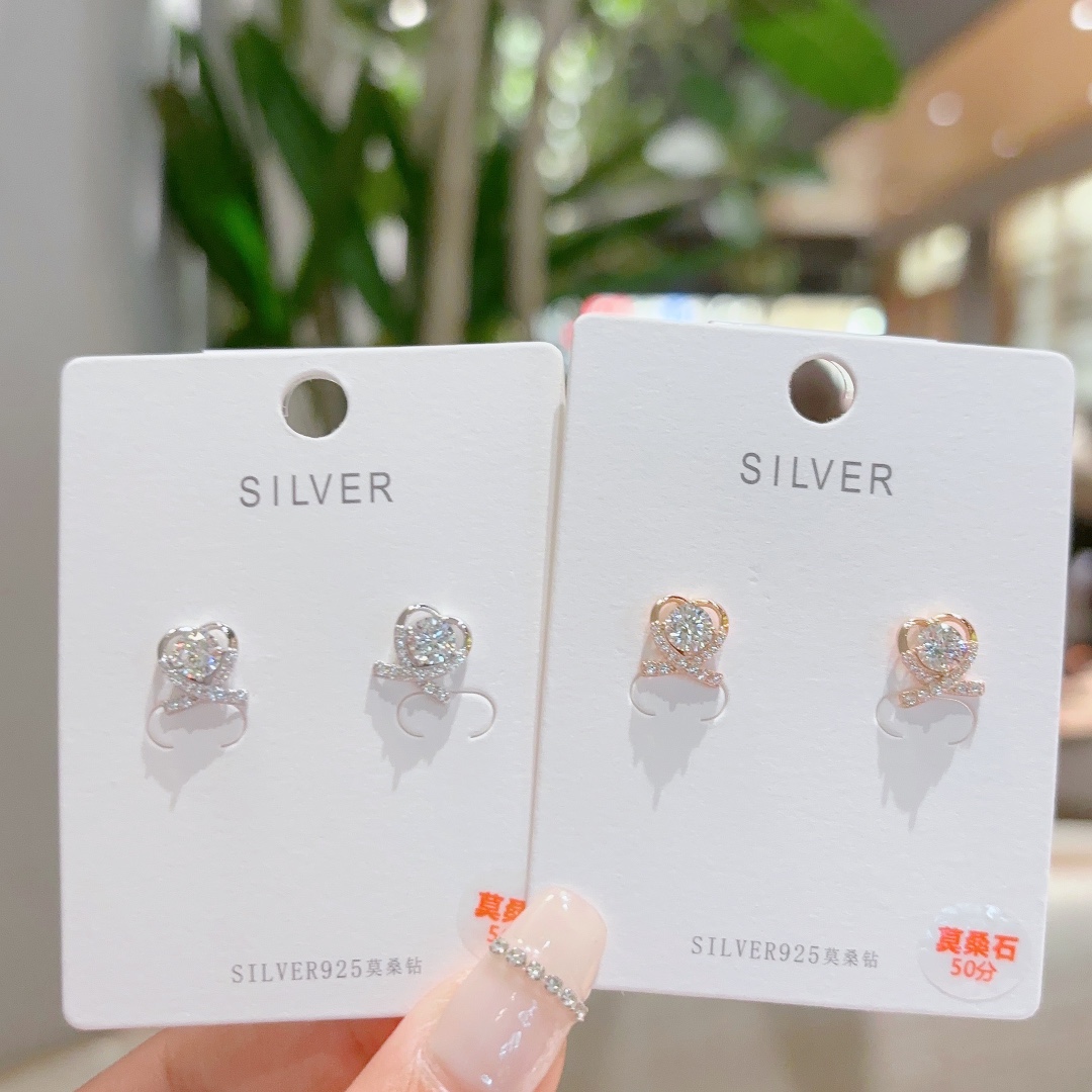 Nickel Free Silver Moissanite Studs Chic Annual Party Gold