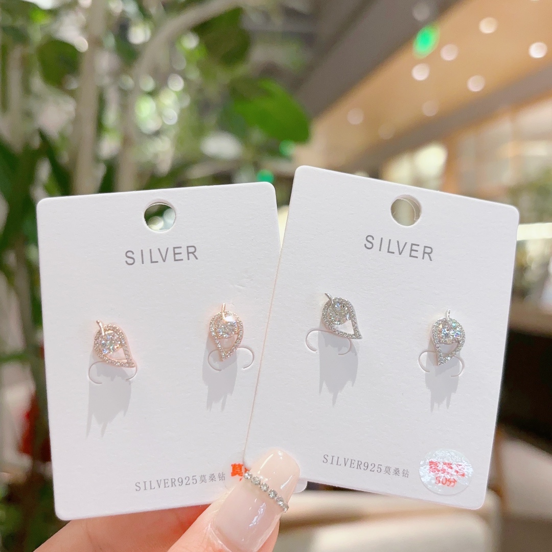 Solid Silver Moissanite Studs Cute Bestie Gift Gold