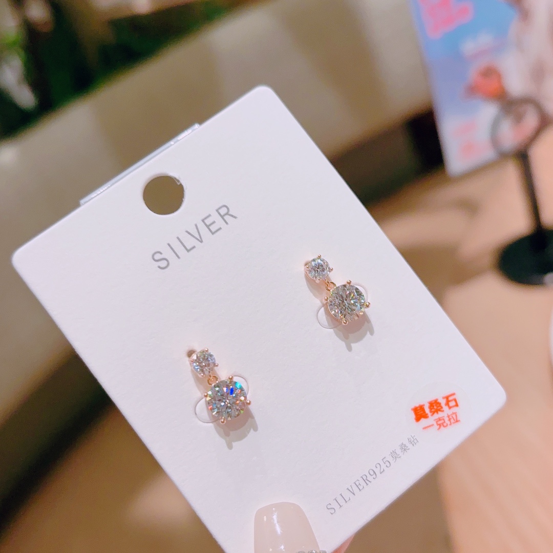 Solid Silver Moissanite Studs Ethereal Bestie Gift Gold