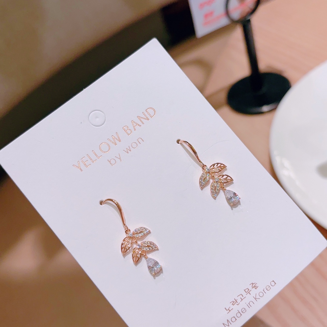 ファッション純銀ドロップ＆スレッドイヤリングゴールド 先生の日