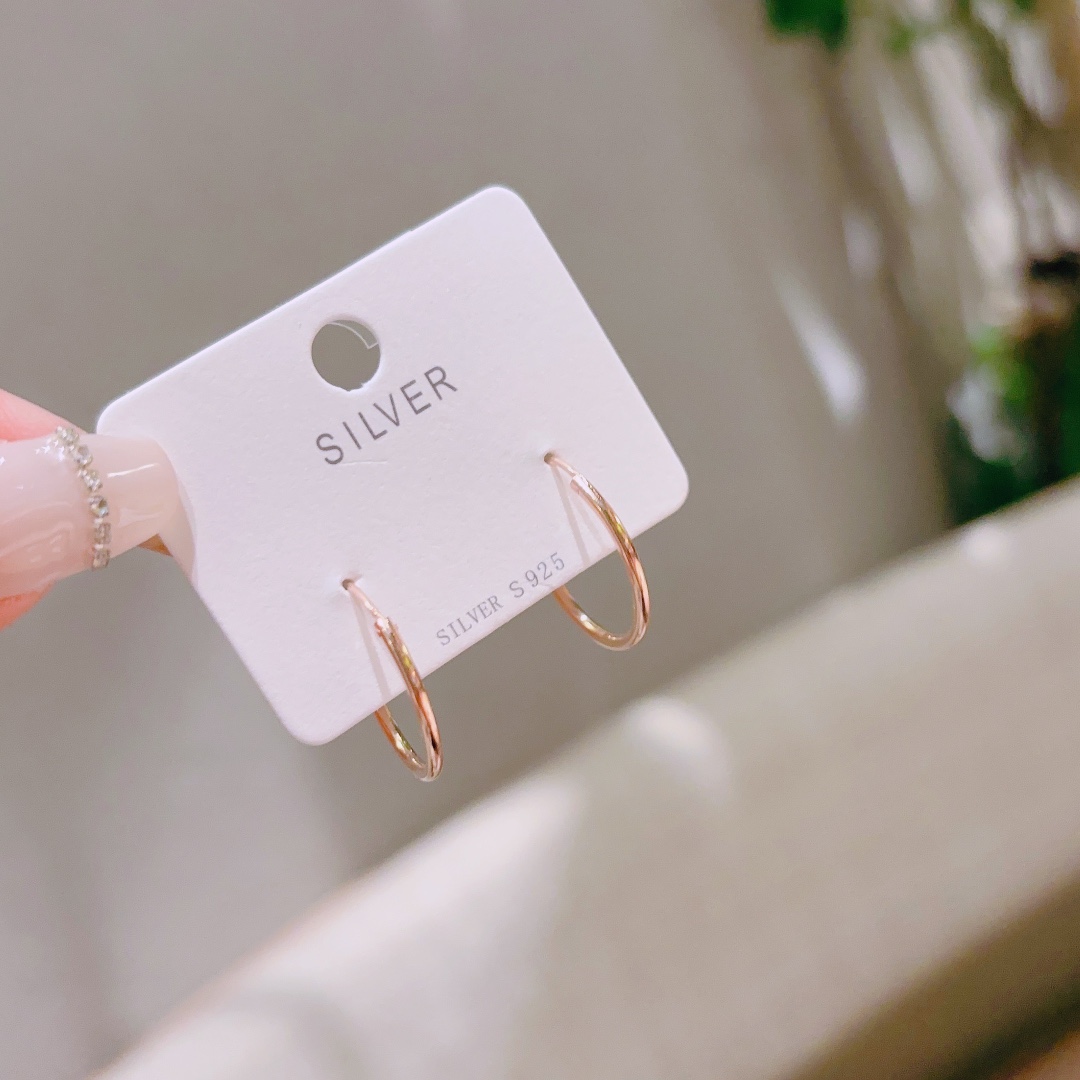 925 Silver Hoop Earrings Sweet New Year Gold