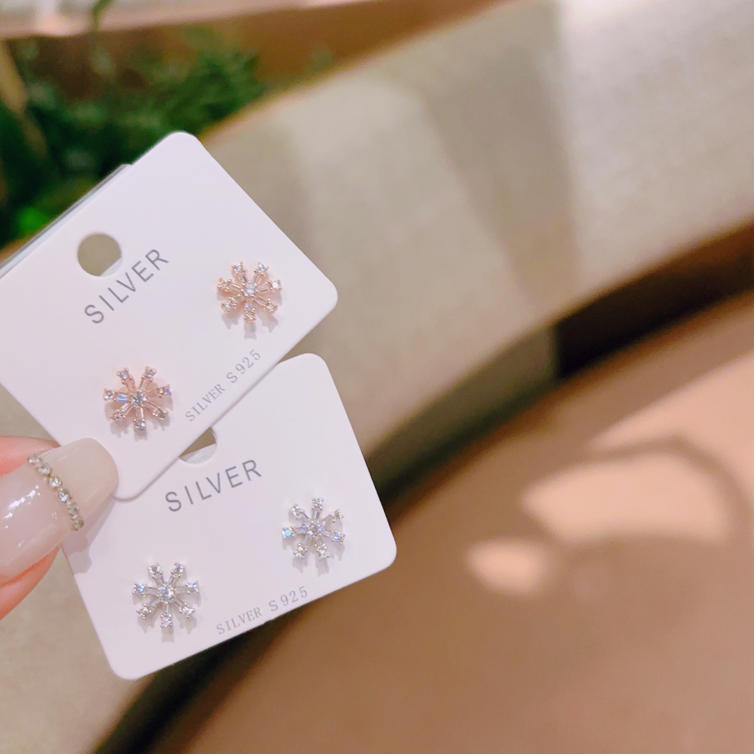 Solid Silver Earrings Cute New Year Silver