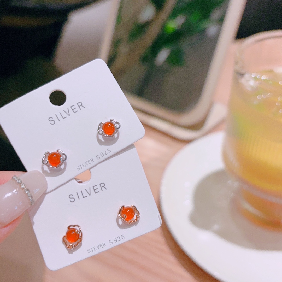 925 Silver Earrings Ins Style Christmas Gold