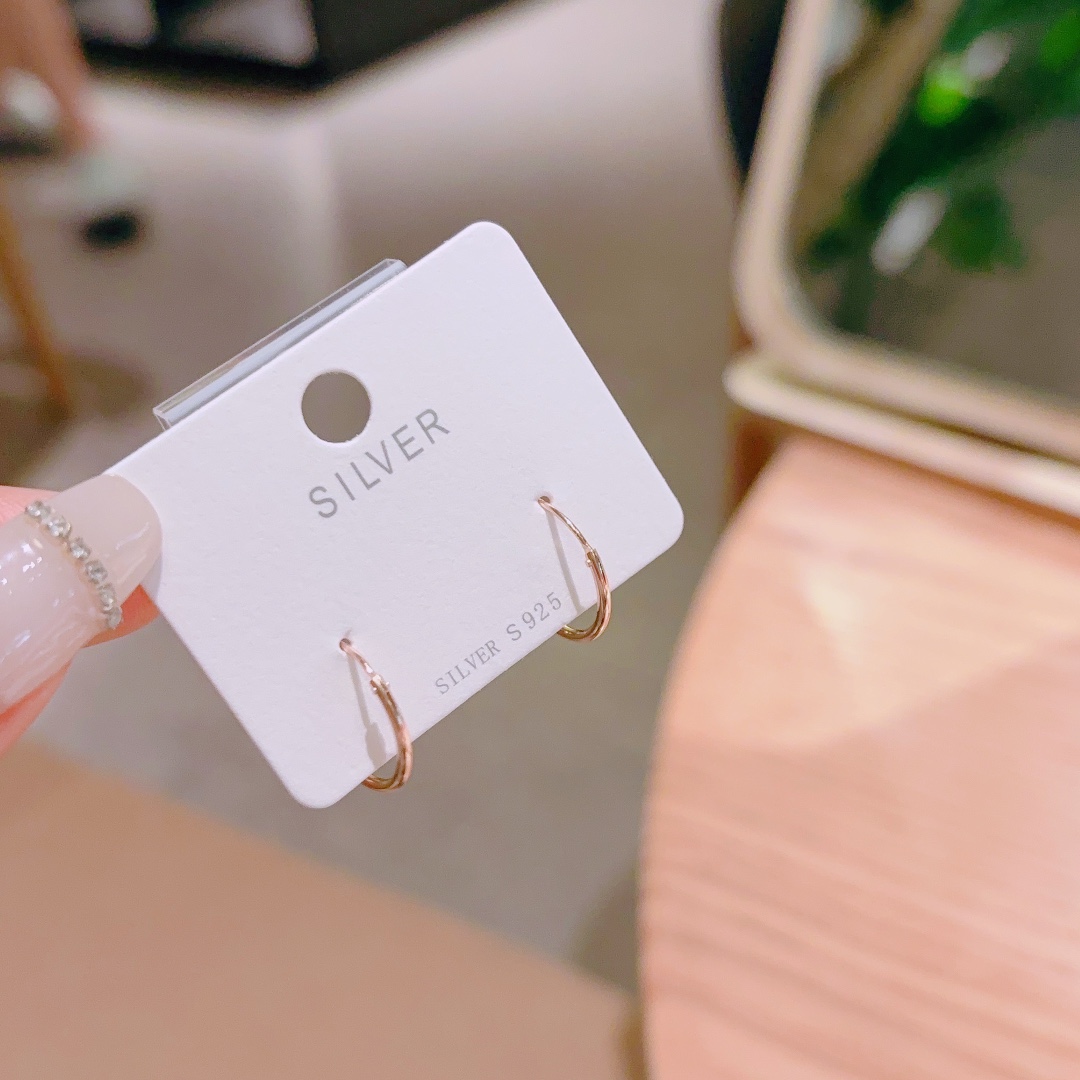 Solid Silver Hoop Earrings Pure Spring Festival Gold