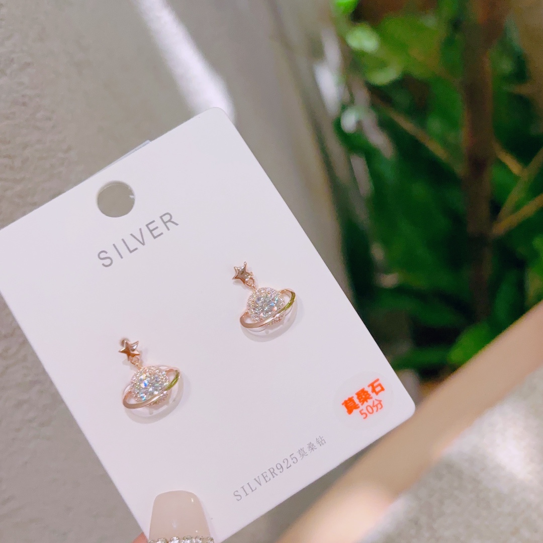 925 Silver Moissanite Studs Soft Birthday Silver