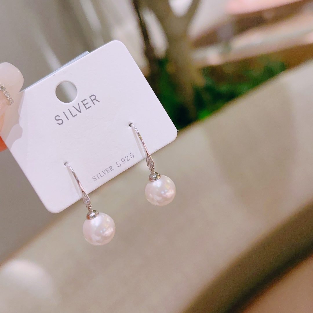 幻想的純銀ドロップ＆スレッドイヤリングシルバー ウェディング