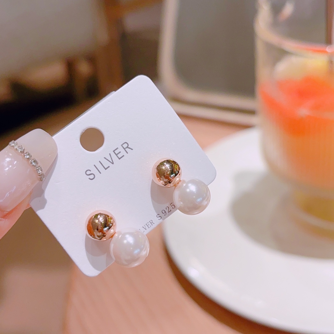 Low Allergy Silver Earrings Korean Style Confession Gold