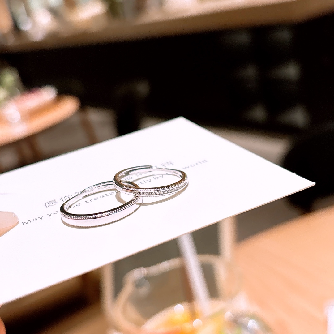 High Polish Silver Couple Rings Cute Anniversary Gold