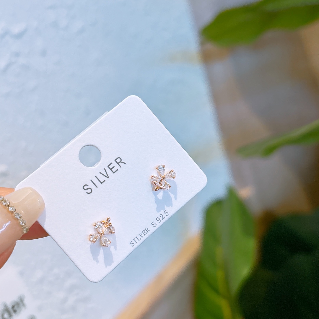 S925 Sterlingsilber Ohrringe Weich Bankett Gold