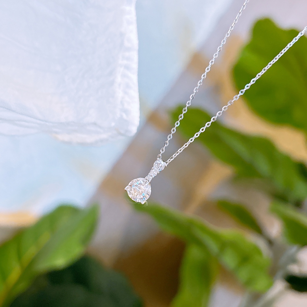 Solid Silver Moissanite Necklace Artistic Wedding Silver