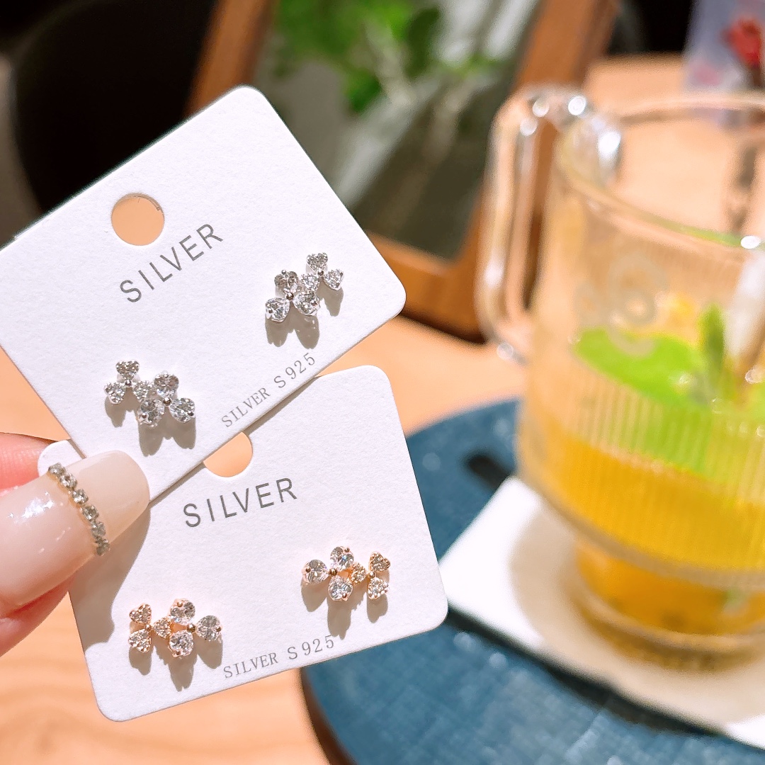 S925 Sterling Silver Earrings French Christmas Silver