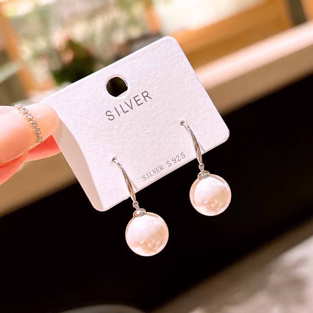 遊び心S925スターリングシルバードロップ＆スレッドイヤリングシルバー 母の誕生日