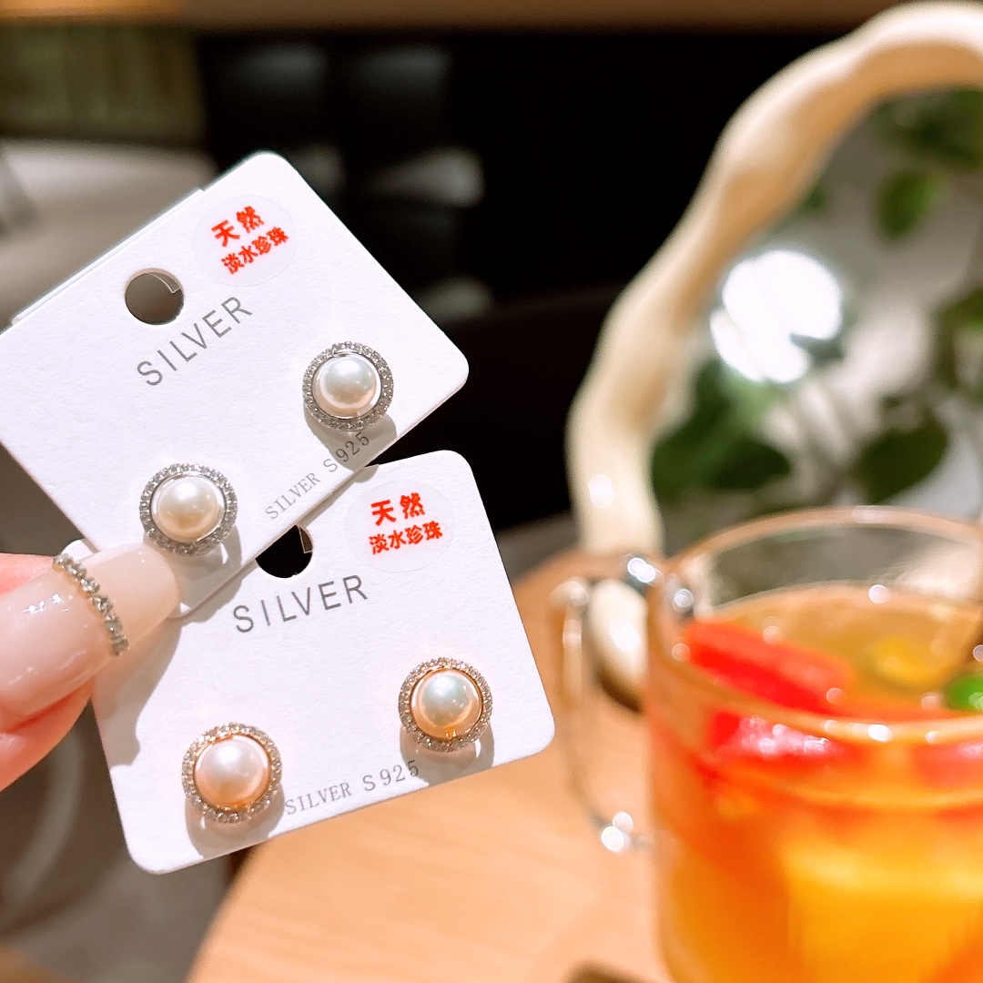 Hypoallergenic Silver Freshwater Pearl Studs Minimalist Annual Party