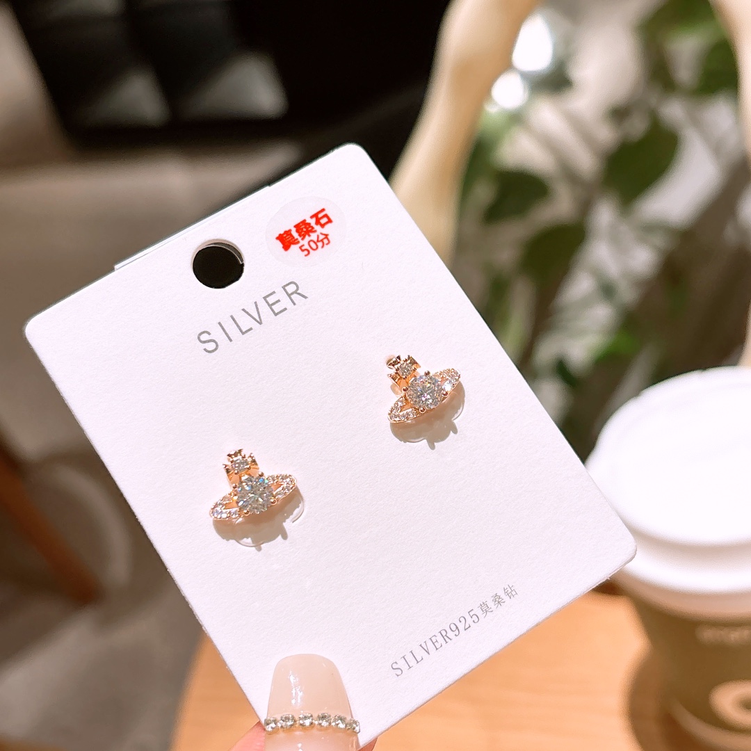 Solid Silver Moissanite Studs Premium Mother's Birthday Silver