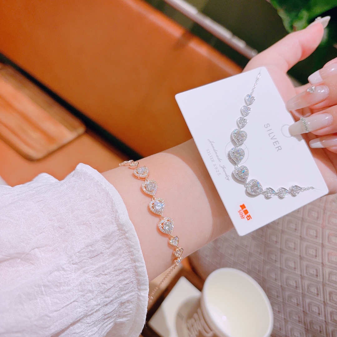 Nickel Free Silver Moissanite Bracelet Forest Wedding Favor Silver