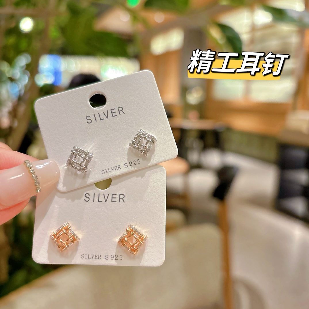 925 Silver Earrings French Graduation Gold