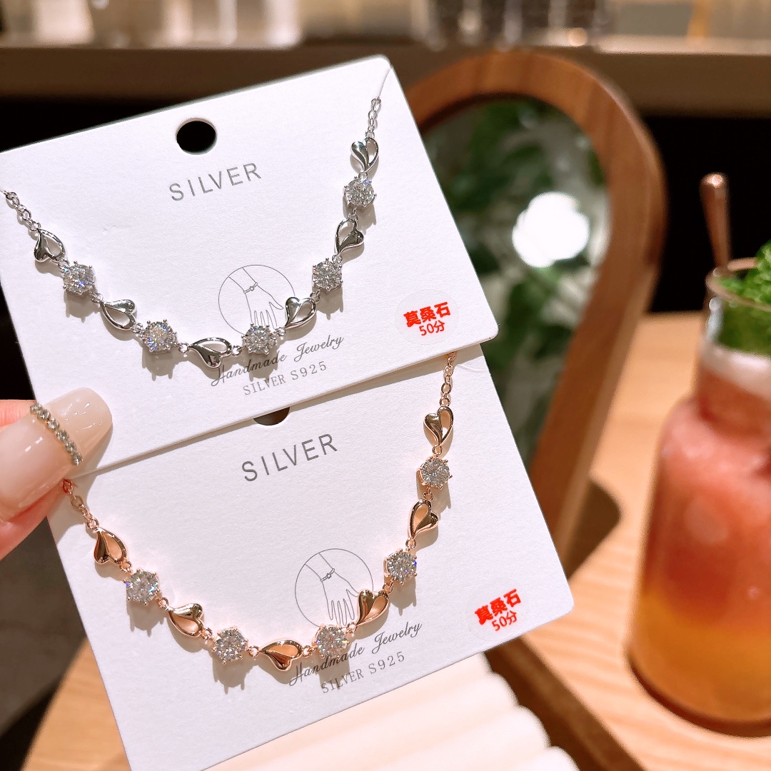 Hypoallergenic Silver Moissanite Bracelet Precision Banquet Silver