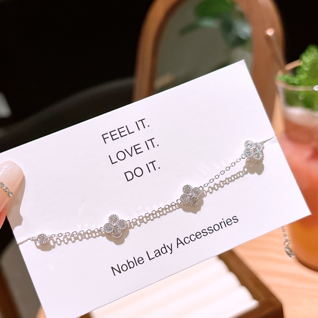 Fine Silver Moissanite Bracelet Ins Style Date Night Gold