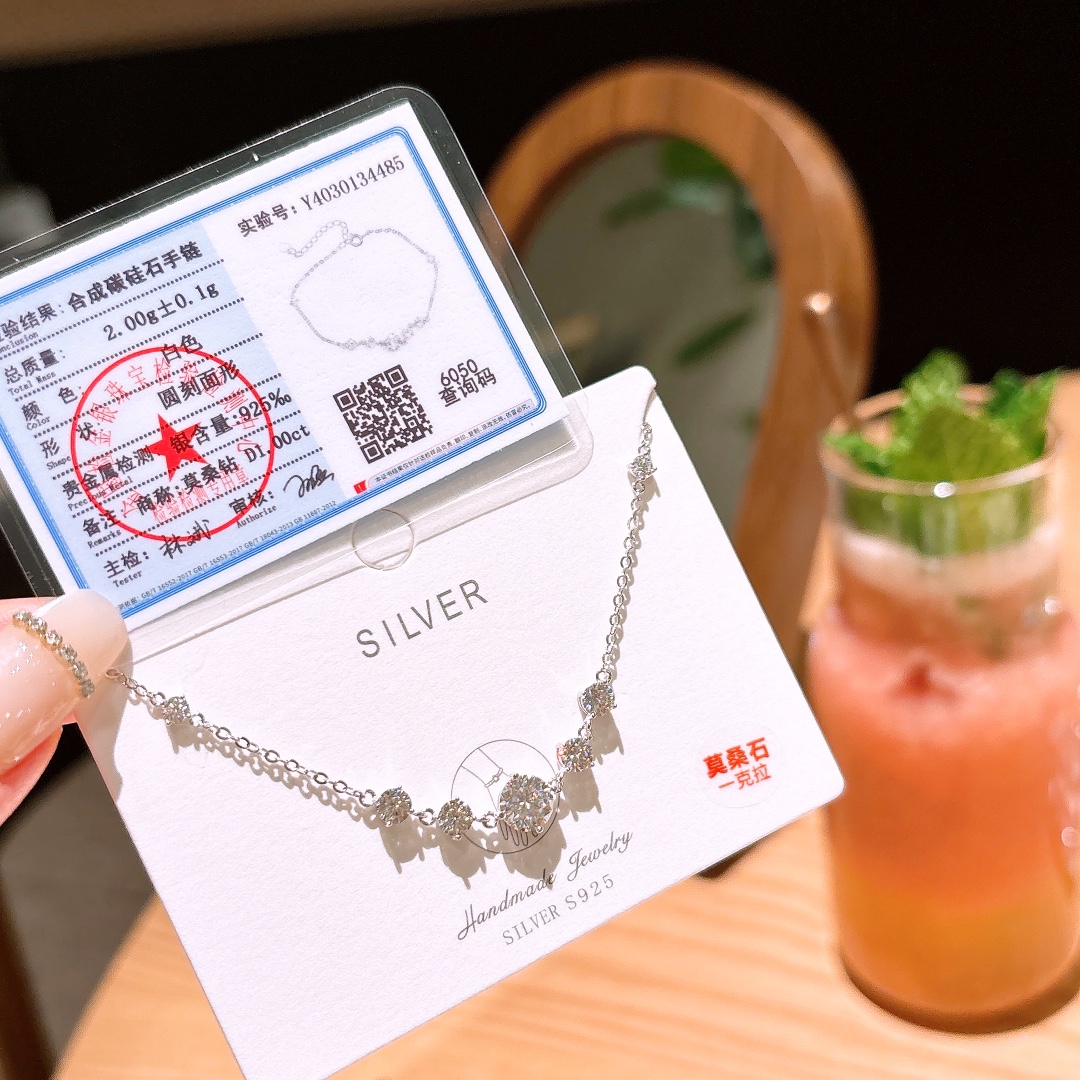 Low Allergy Silver Moissanite Bracelet Dainty Office Gold