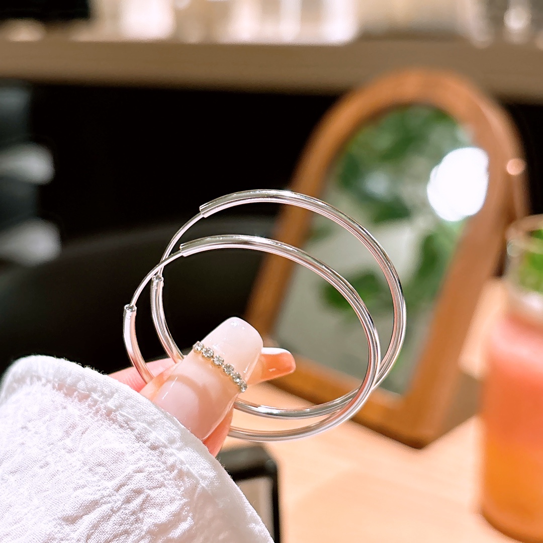 Solid Silver Hoop Earrings Unique Proposal Silver