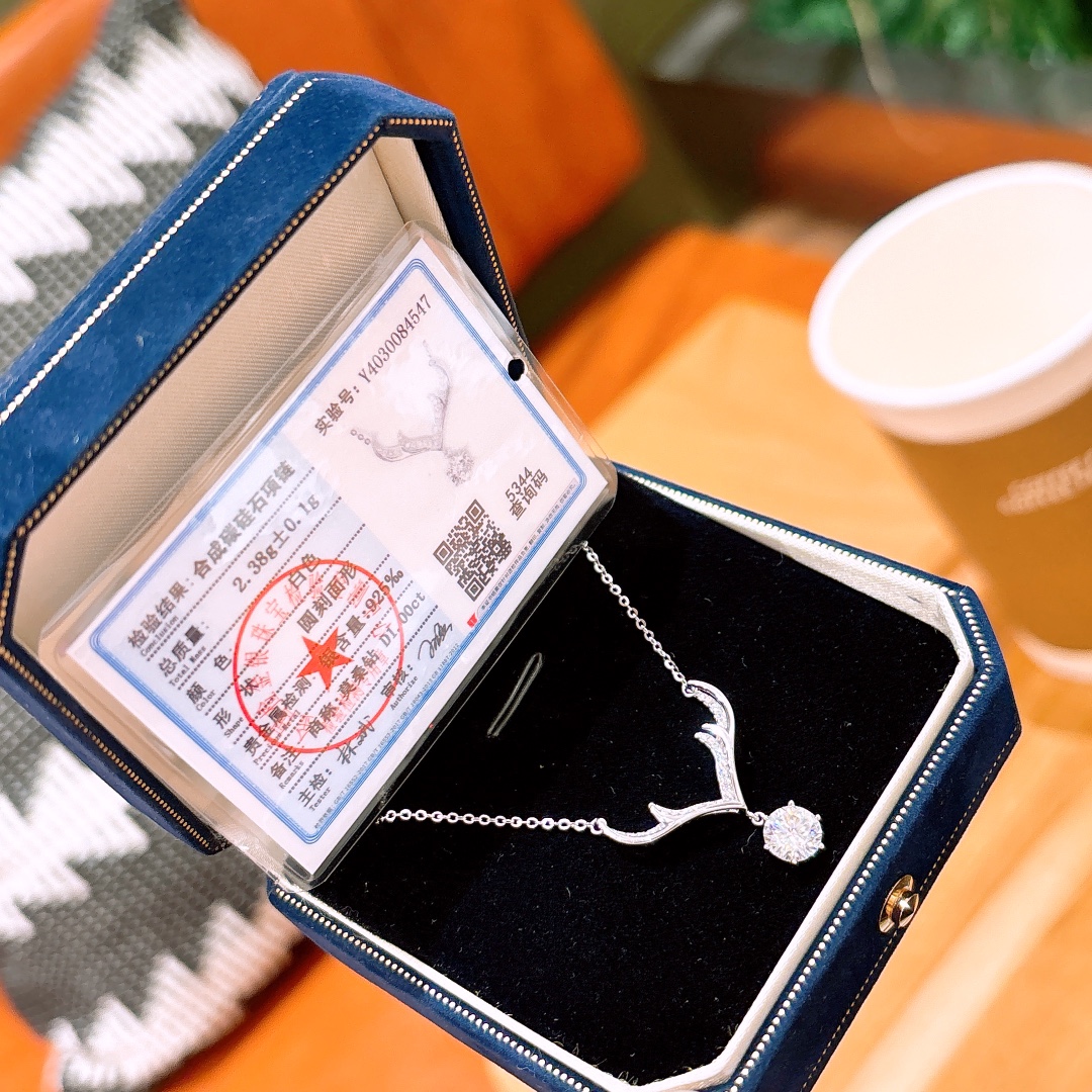 Fine Silver Moissanite Necklace Girly Mother's Day Silver