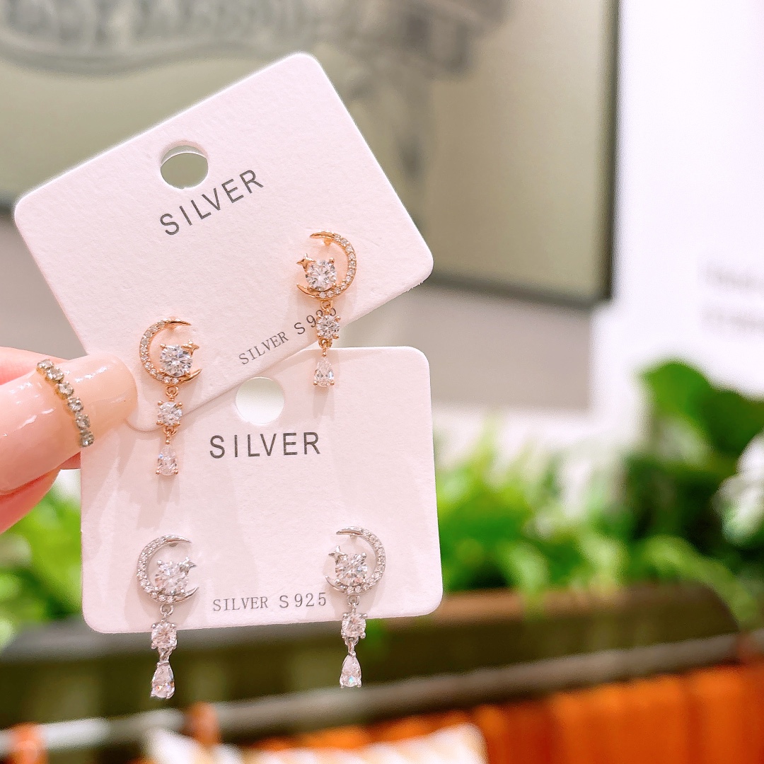 S925 Sterlingsilber Ohrringe Filigran Hochzeit Gold