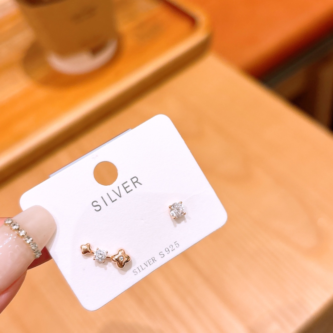 High Polish Silver Earrings Korean Style Party Gold