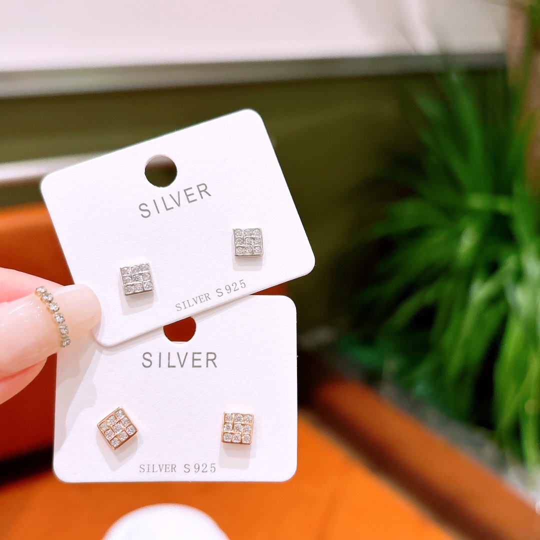 S925 Sterling Silver Earrings Precision Travel Gold