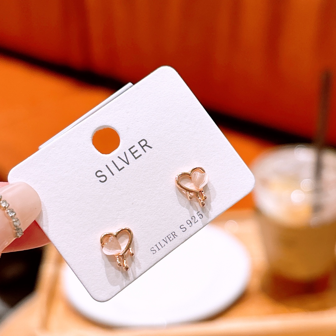 S925 Sterling Silver Earrings Romantic Valentine's Day Silver