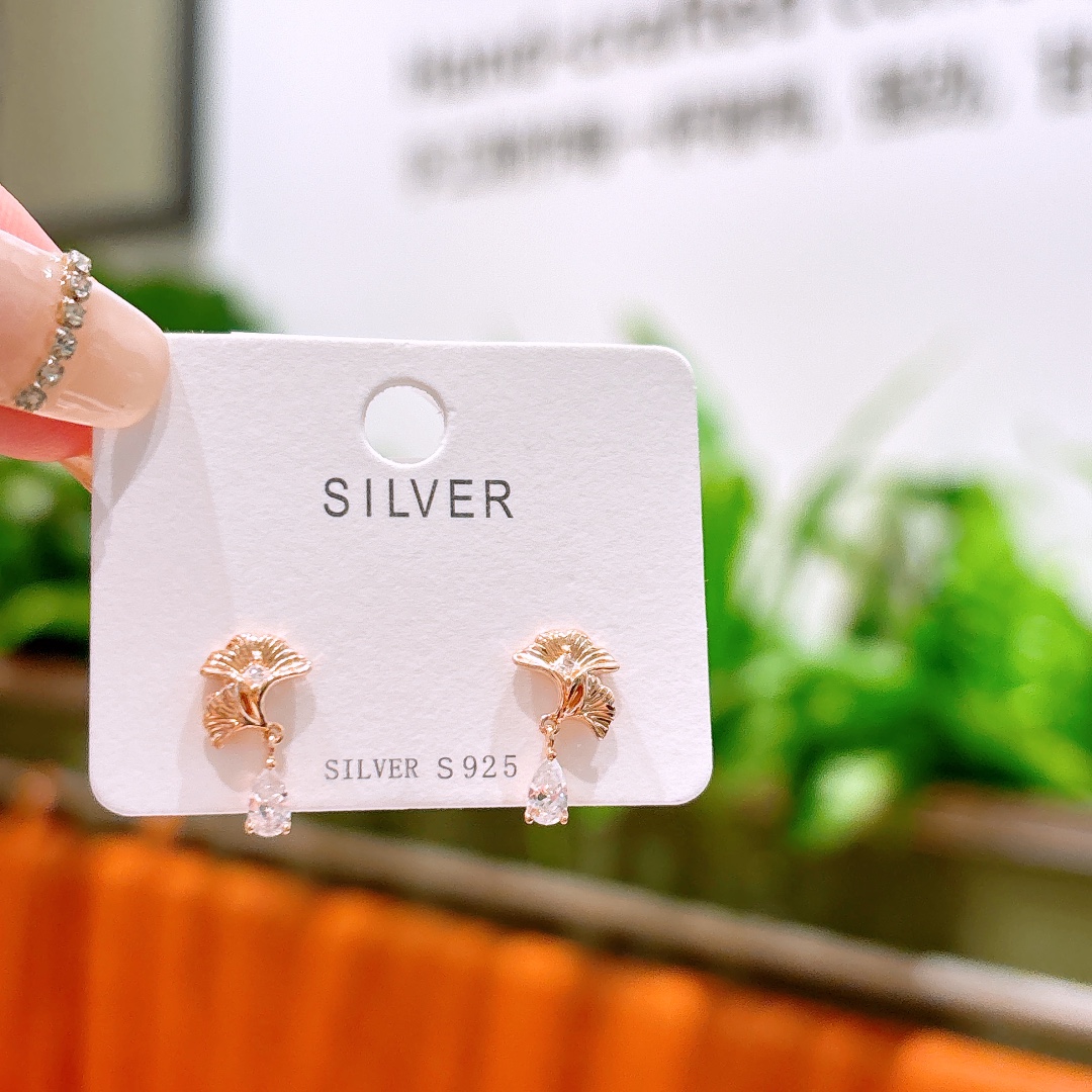 S925 Sterling Silver Earrings Light Luxury Wedding Registration Silver