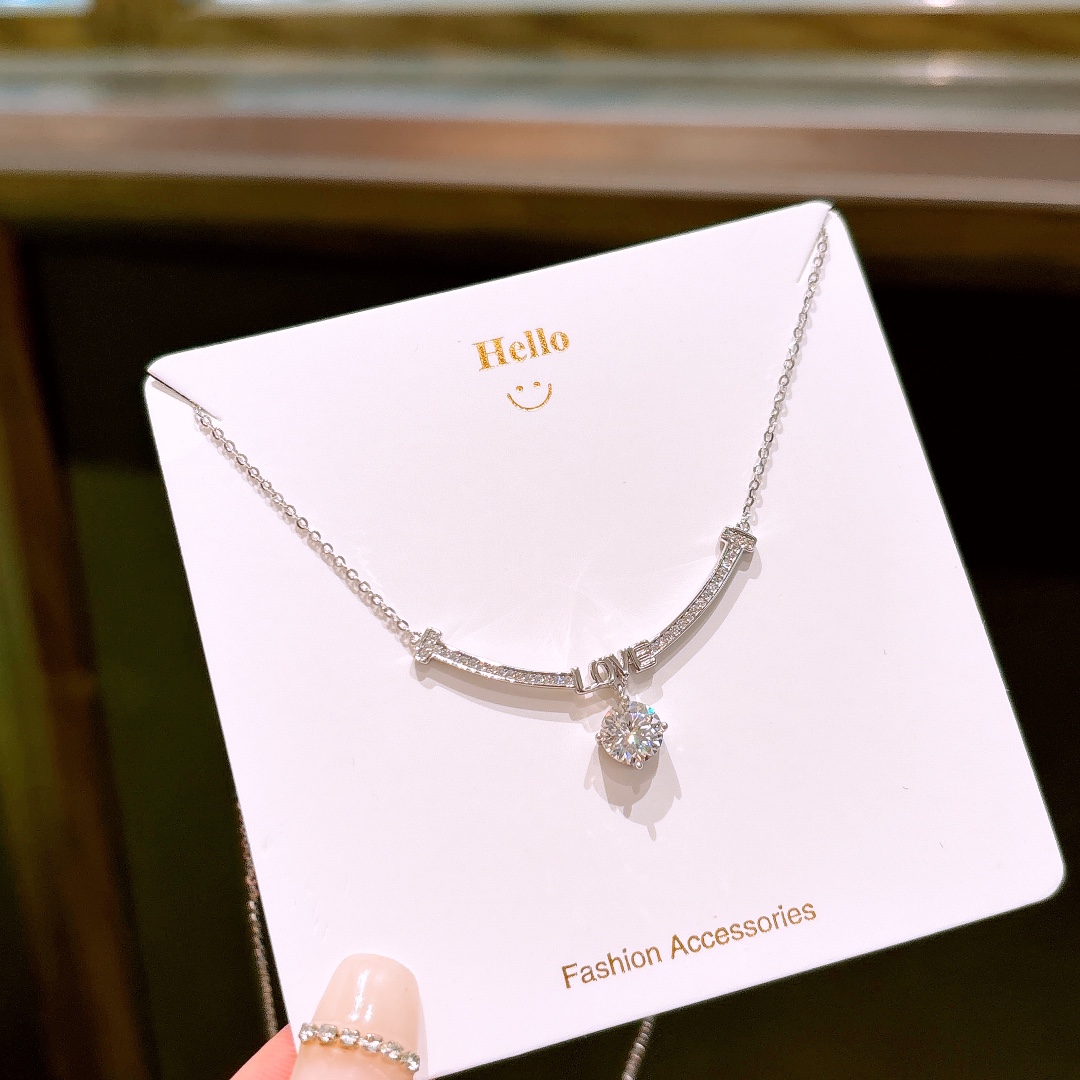 High Polish Silver Moissanite Necklace Cute Graduation Silver