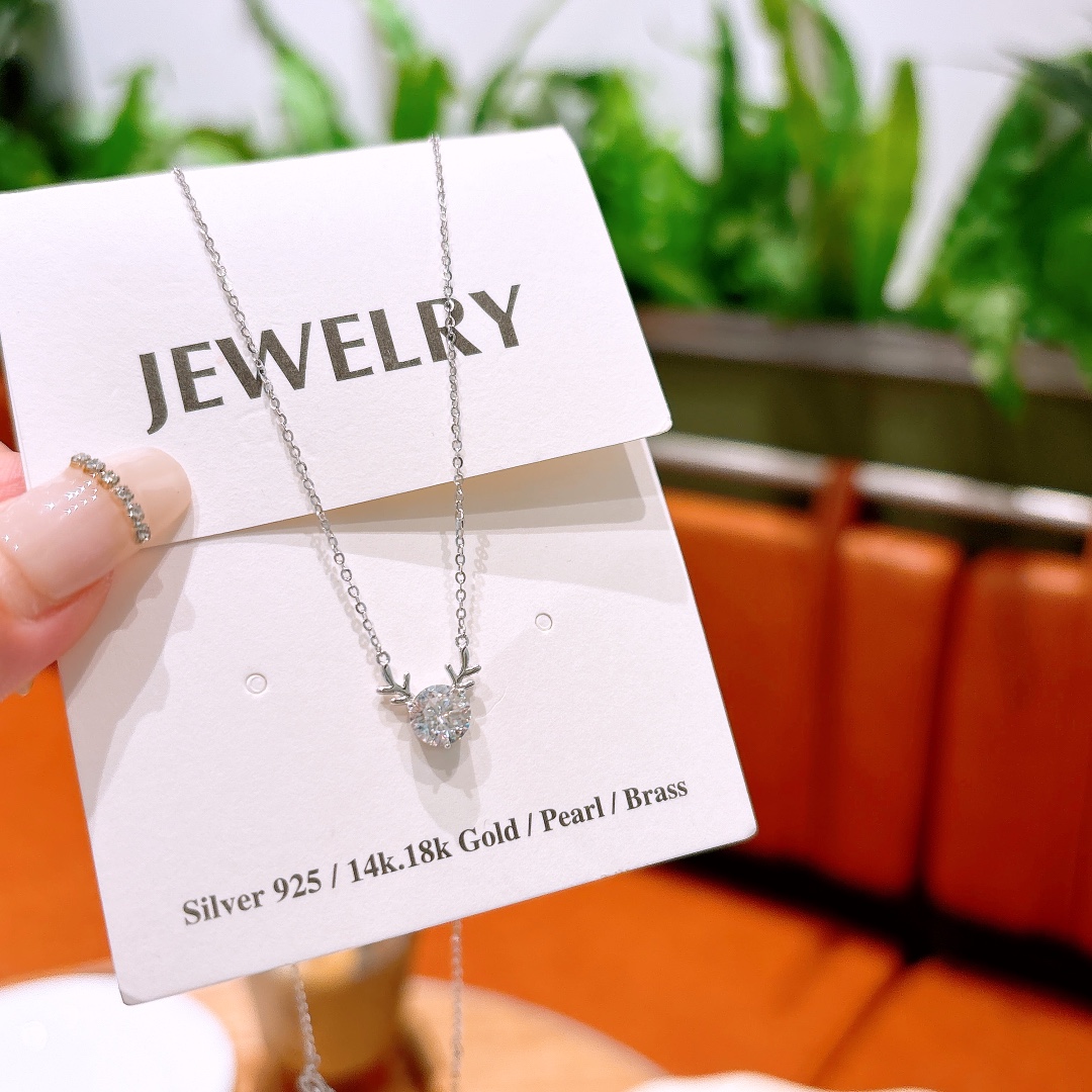 925 Silver Moissanite Necklace Minimalist Wedding Favor Silver