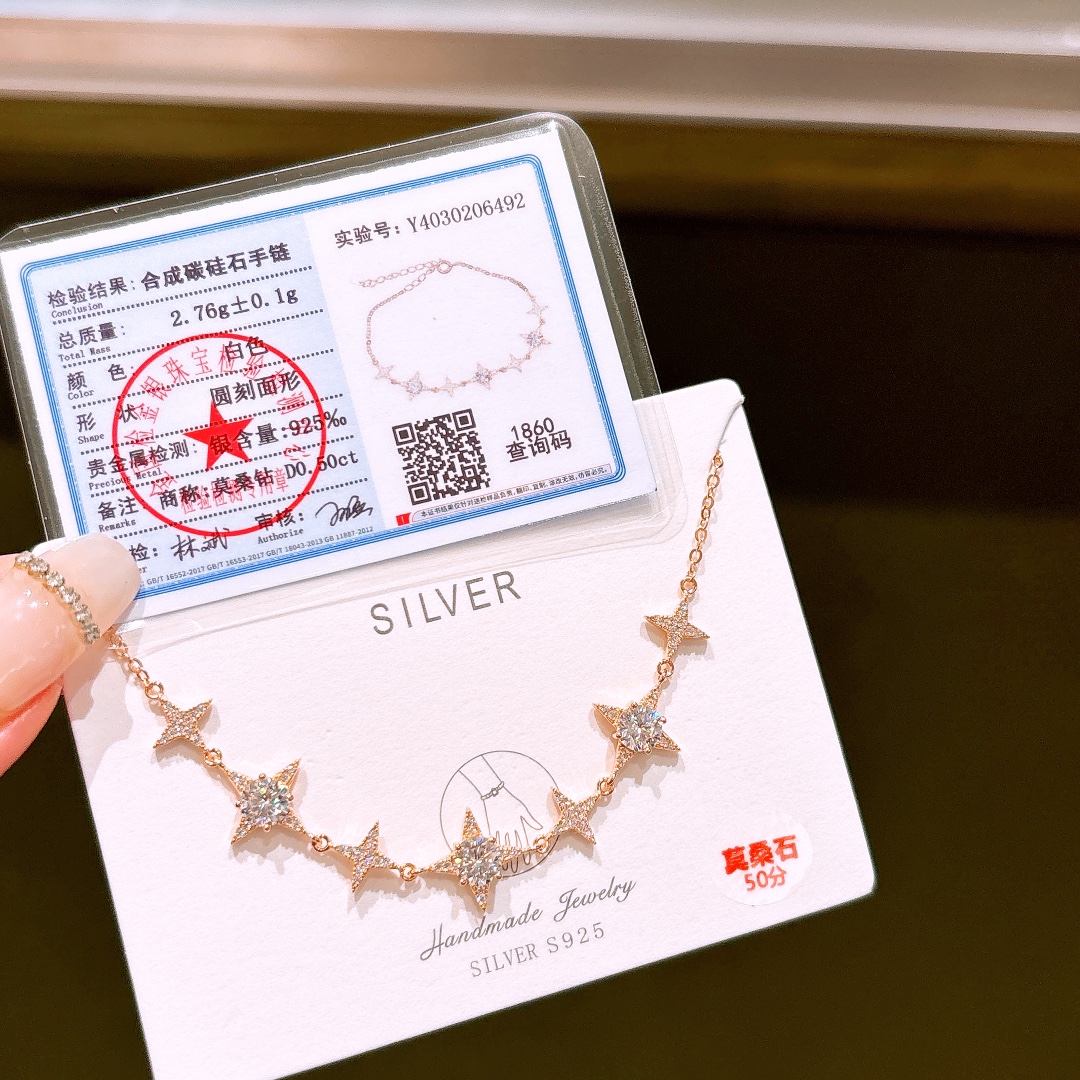 Nickel Free Silver Moissanite Bracelet Girly Annual Party Gold