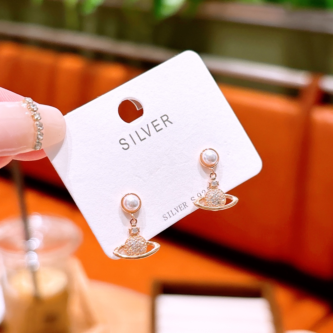 Solid Silver Earrings Romantic Banquet Gold