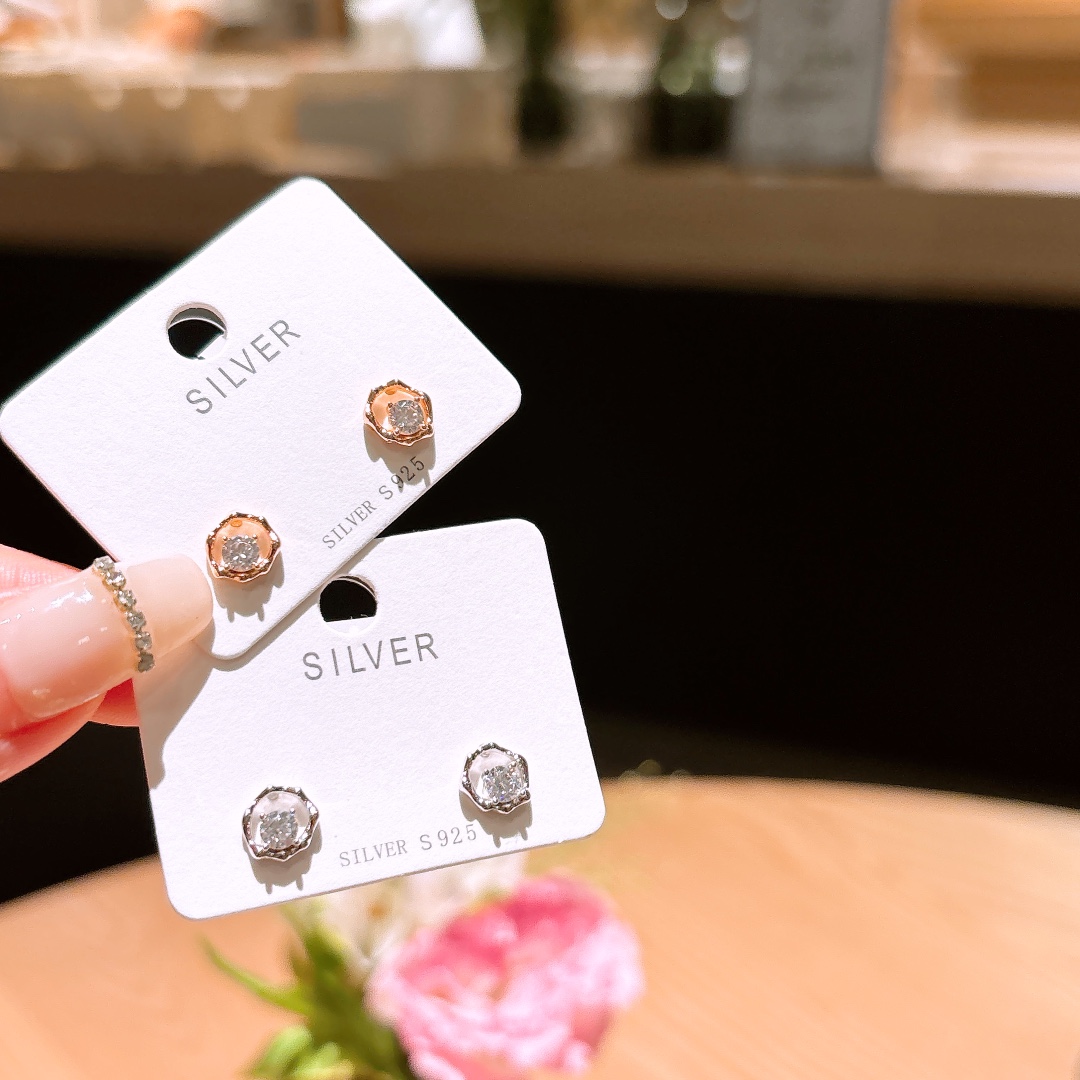 S925 Sterling Silver Earrings Premium Office Gold