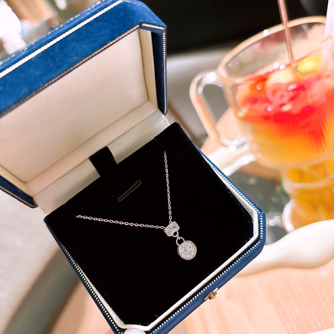 High Polish Silver Moissanite Necklace Forest Housewarming Silver