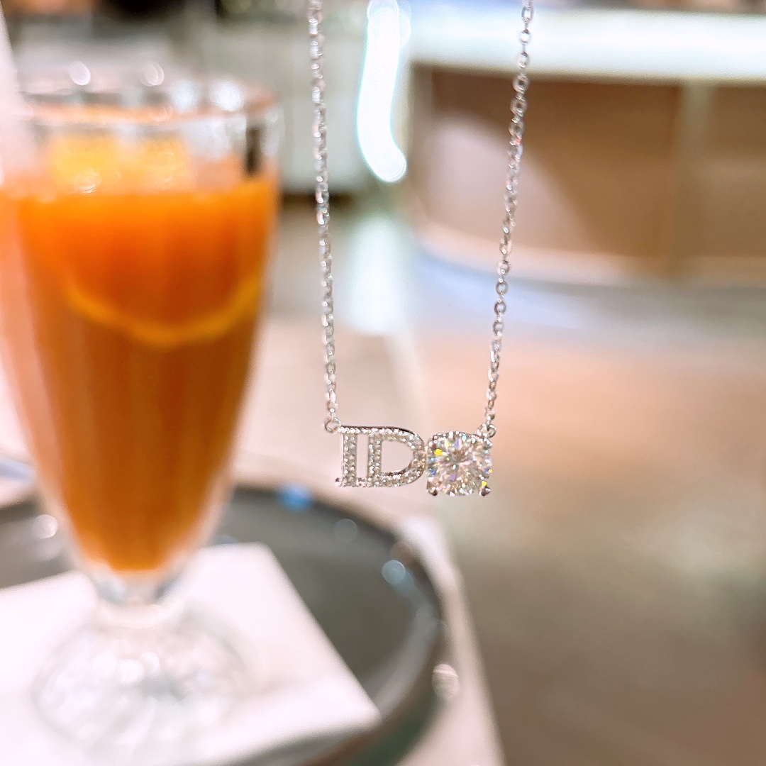 Allergiearmes Silber Moissanit Kette Instagram-Stil Alltag Silber