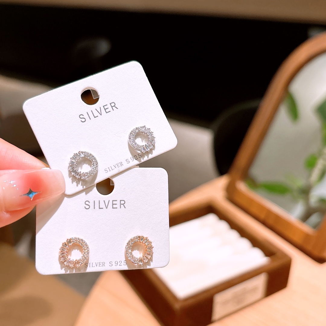 S925 Sterling Silver Earrings Vintage Graduation Silver