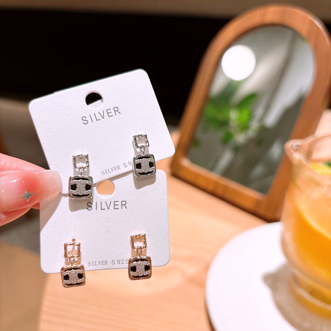 Massivsilber Ohrringe Minimalistisch Abschluss Gold