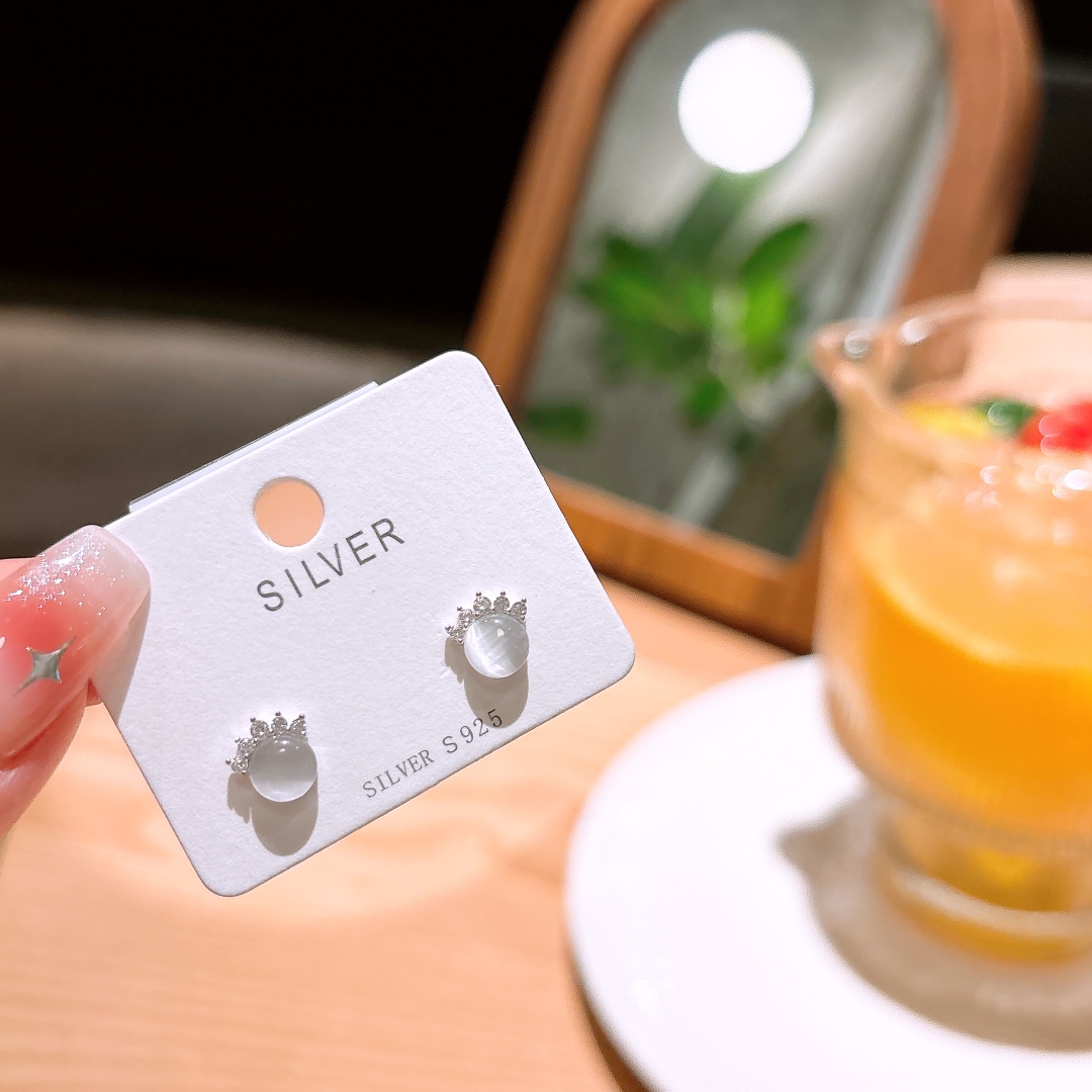 S925 Sterlingsilber Ohrringe Filigran Abschluss Gold