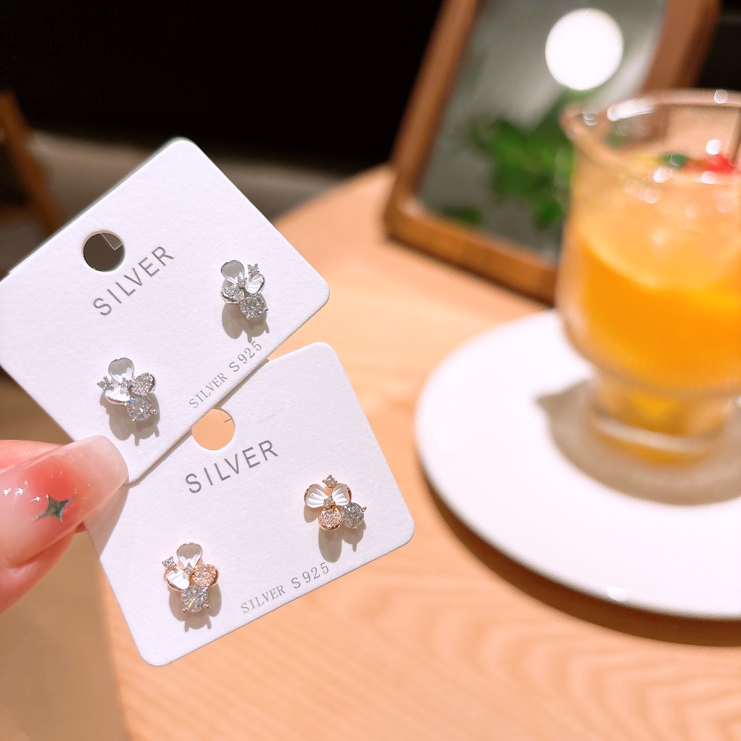 Hypoallergenic Silver Earrings Light Luxury Office Gold