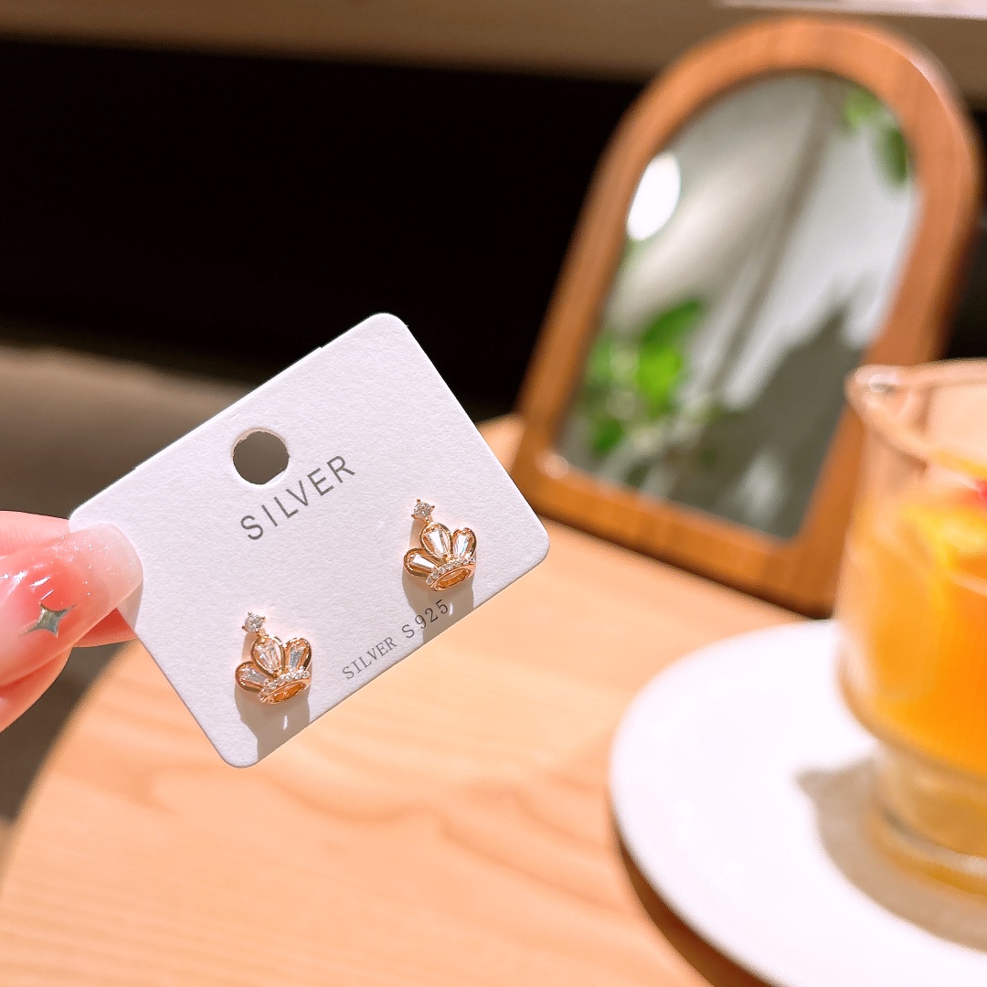 Solid Silver Earrings Romantic Party Gold