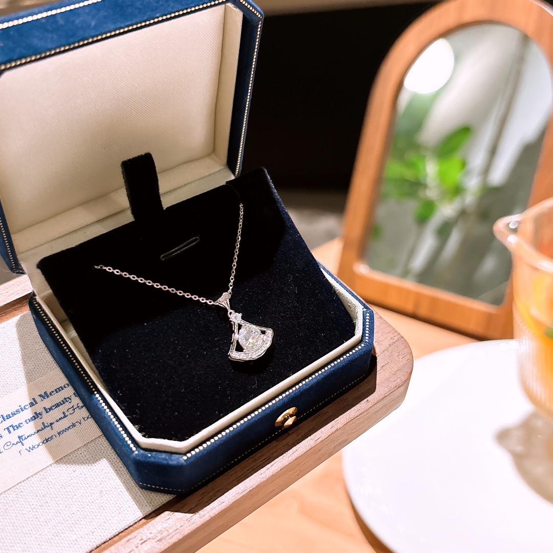 Fine Silver Moissanite Necklace Playful Graduation Gold