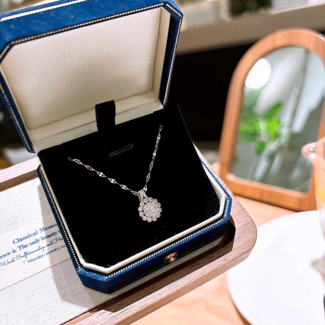 Massivsilber Moissanit Kette Künstlerisch Vatertag Gold