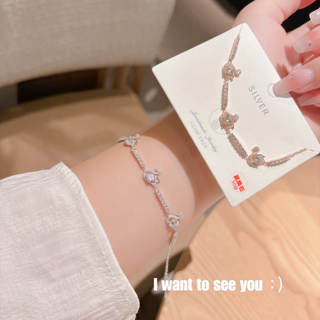 Low Allergy Silver Moissanite Bracelet Soft Confession Gold