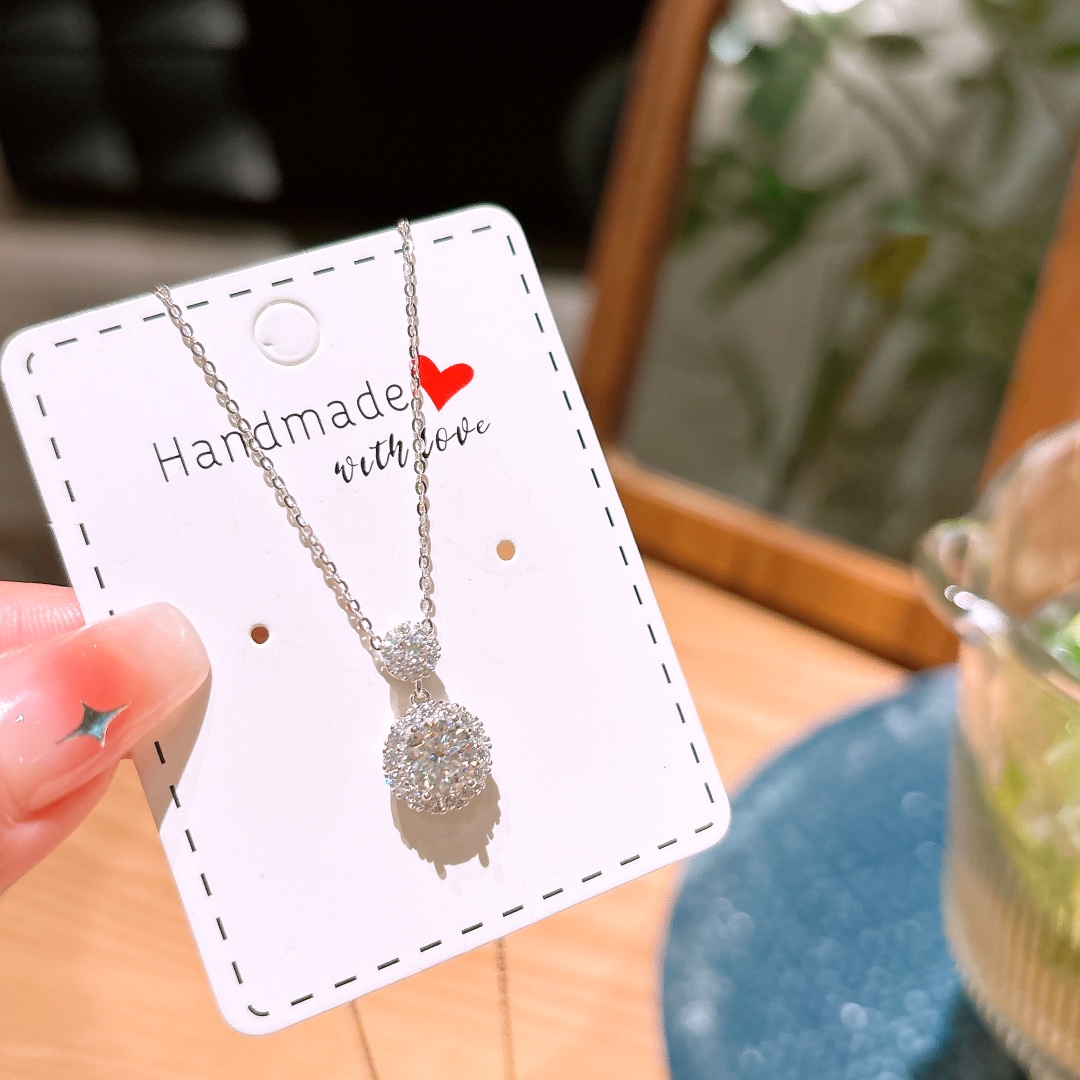 925 Silver Moissanite Necklace French Wedding Gold