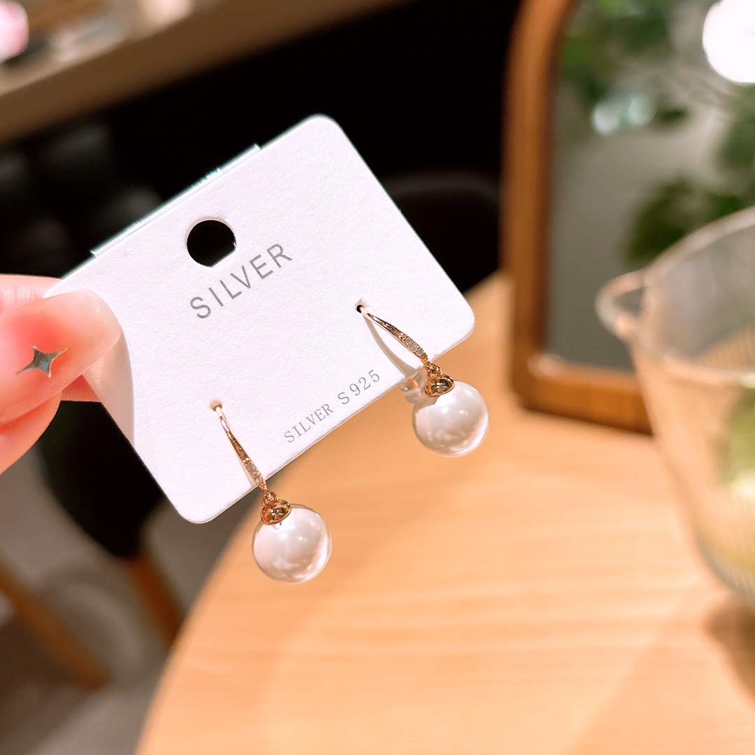 フレンチニッケル無添加銀ドロップ＆スレッドイヤリングゴールド ウェディング