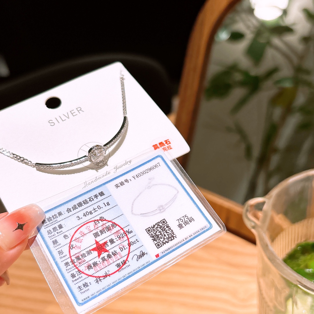 Nickel Free Silver Moissanite Bracelet Soft Gift for Her Silver